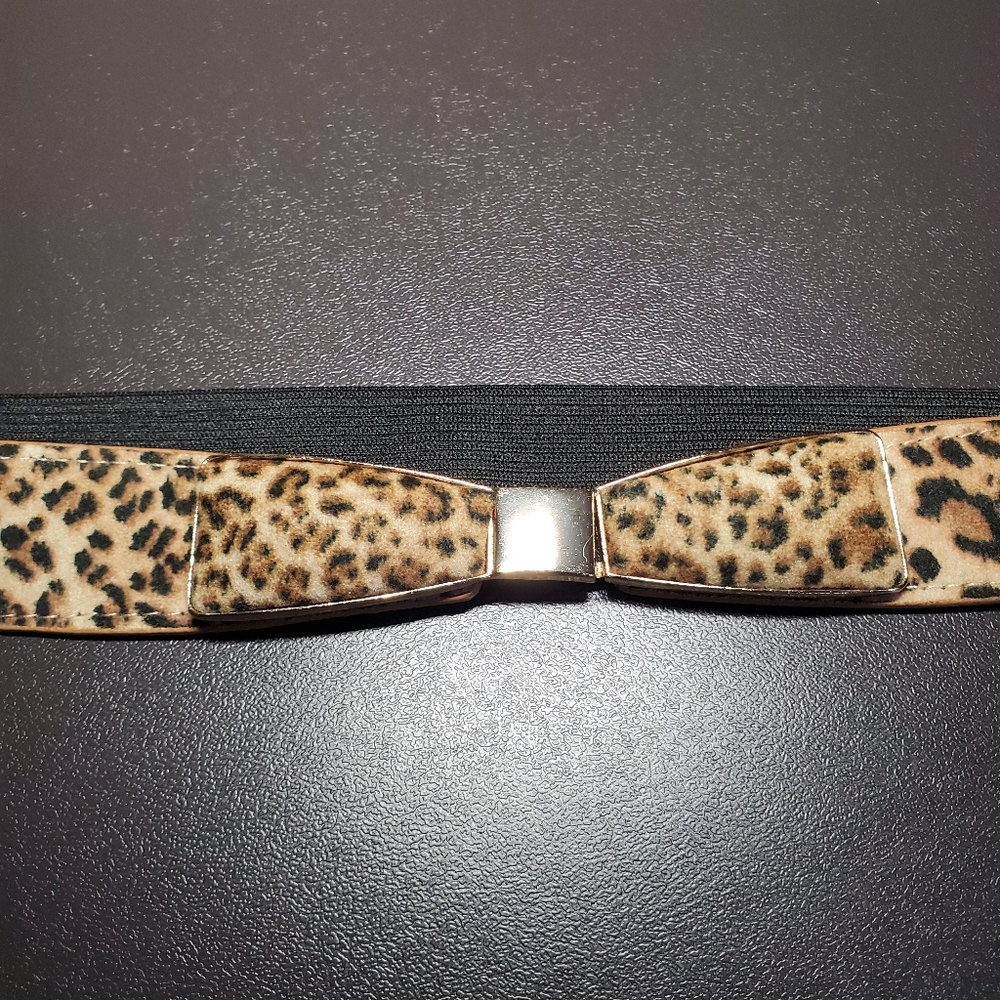 Leopard Print Bow Stretch Belt Size S